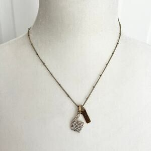 Rhinestone Studded Thumbs Up Emoji I Like it Charm Hashtag Gold Tone Necklace